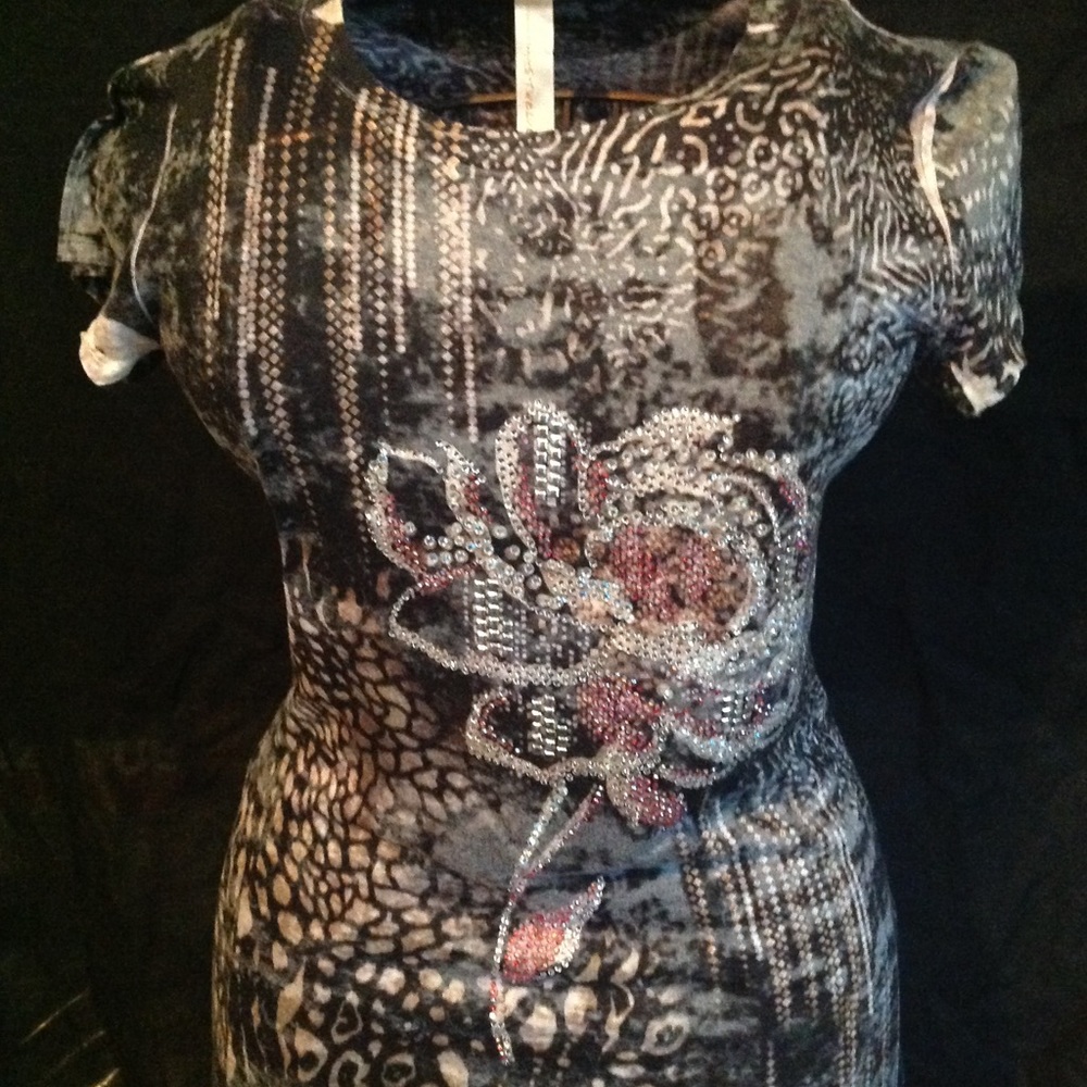 S-TWELVE Rose Bling tee T Top L